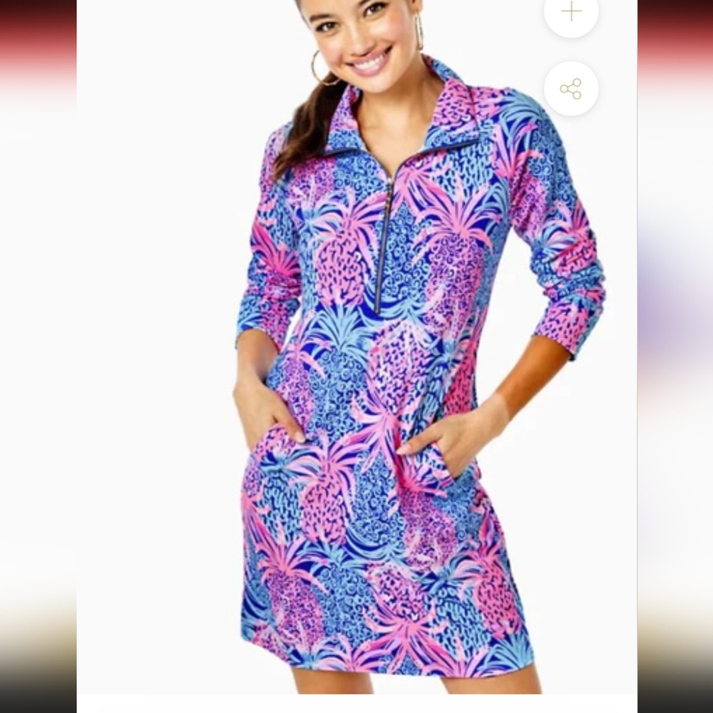 Lilly Pulitzer Skipper Dress Borealis Blue Tropic Down Low Size Medium